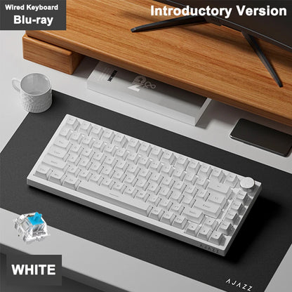 AJAZZ AK820 Mechanical Keyboard Hot-Swappable 82-Key Wired Keyboard with Rotary Volume Knob for Office, Gaming & Home
