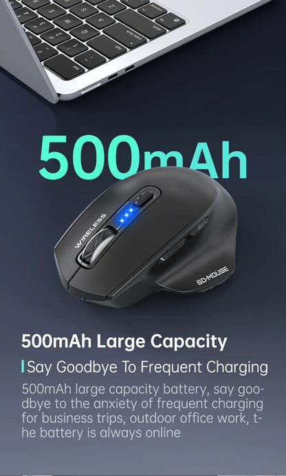 Wireless Tri-Mode Gaming Mouse with Bluetooth & 2.4G Dual Receiver, Rechargeable Wireless Gaming Mouse with Battery Display for PC, Laptop & Office