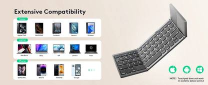 Russian/Spanish/English B033 Mini Foldable keyboard, Wireless Bluetooth Keyboard Recharger with Touchpad for Windows Android IOS