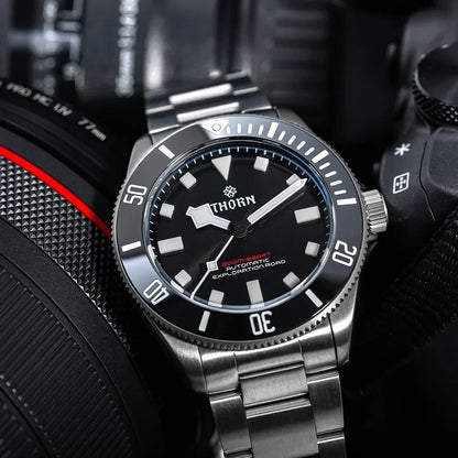 THORN 39mm Titanium Watch Men Homage Vintage PT5000 Movement Automatic Sapphire Crystal C3 Super Luminous 200M Waterproof Watch