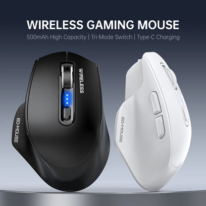 Wireless Tri-Mode Gaming Mouse with Bluetooth & 2.4G Dual Receiver, Rechargeable Wireless Gaming Mouse with Battery Display for PC, Laptop & Office