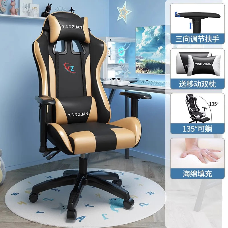 Ergonomic Gaming Chair Comfortable Reclining Computer Chair with Adjustable Height, Footrest, Armrests, Racing Style Office Chair for Home & Office