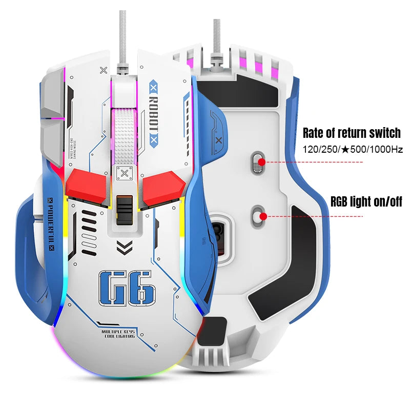 HXSJ Programmable Gaming Mouse Wired 12800 DPI RGB Gaming Mouse with 12 Programmable Buttons, Ergonomic Wired Gaming Mouse for PC, Laptop & Windows