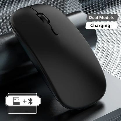 Ladattava langaton hiiri kahdella yhteystilalla, Bluetooth-yhteensopiva 2.4G USB -tietokonehiiri kannettavalle, iPadille, tabletille ja pelikäyttöön