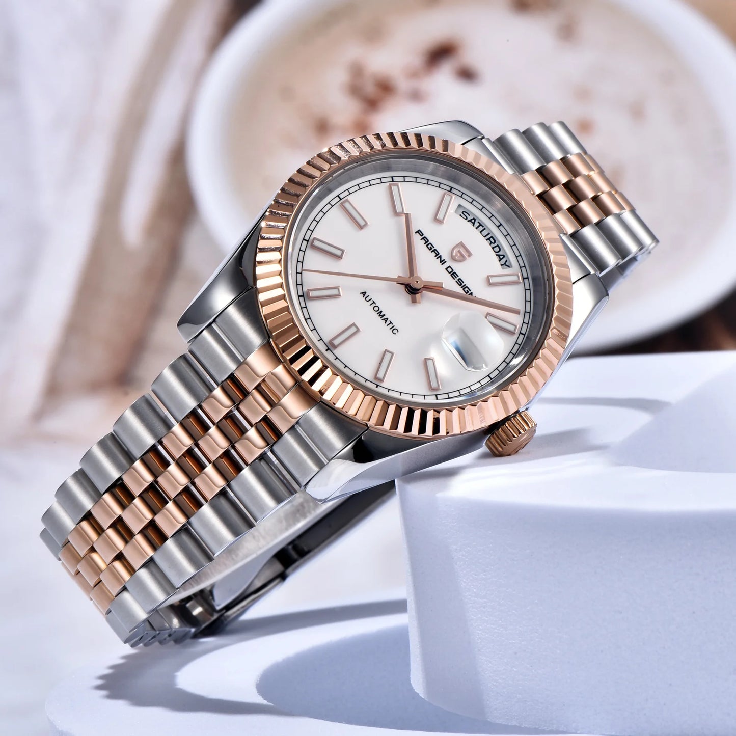 PAGANI DESIGN Luxury Men Watch Sapphire mirror Luminous Stainless Steel Watch Week Date Mechanical Waterproof ST16 Man watch