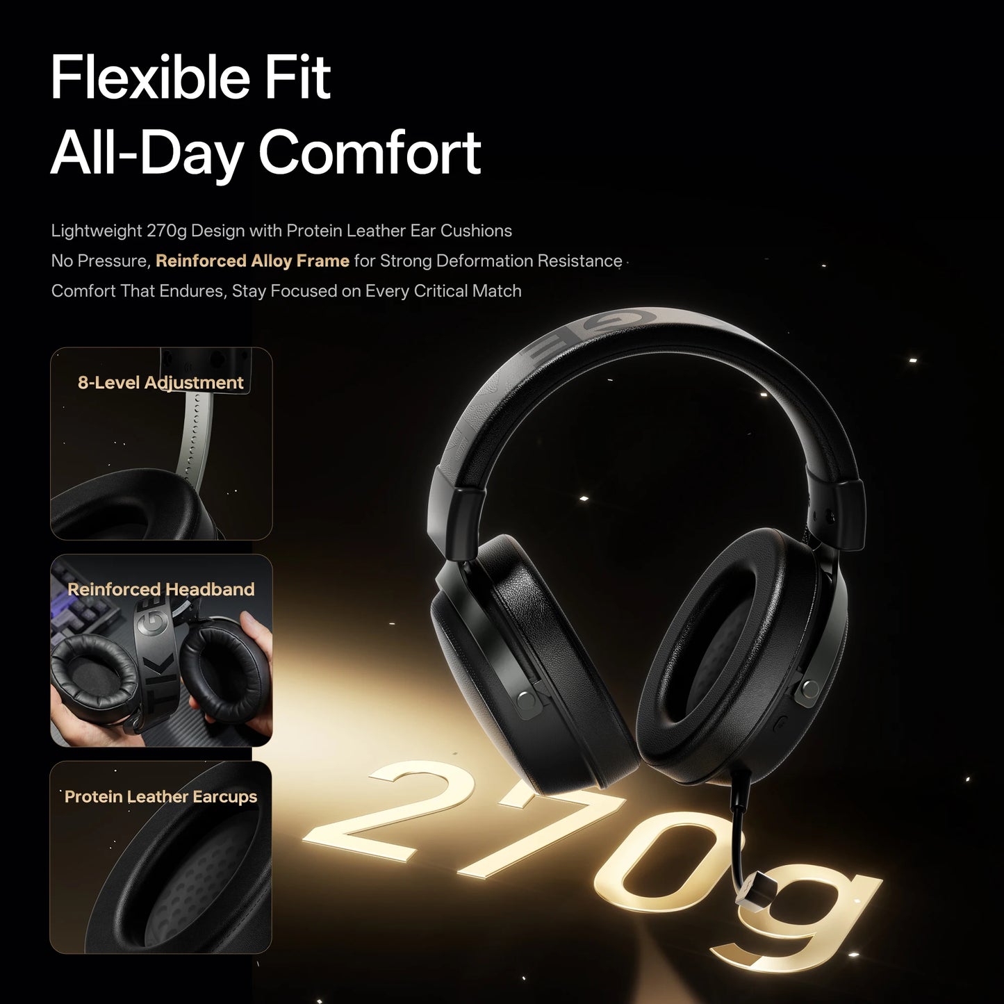 ATK N9 Pro Ultra Wireless Gaming Headset with Mic, 7.1 Surround Sound Low Latency Headphones, Noise Reduction Bluetooth Headset for E-Sports Gaming