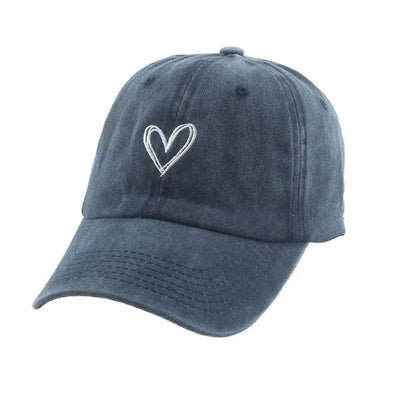 Cappellini da baseball sportivi e alla moda per uomo e donna con ricamo a forma di cuore, cappellino snapback in cotone lavato, modello “Dad Hat”