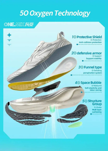 ONEMIX Baskets légères pour homme avec amorti, chaussures de sport et de course à amorti, chaussures décontractées pour femme, souples et élastiques 25216