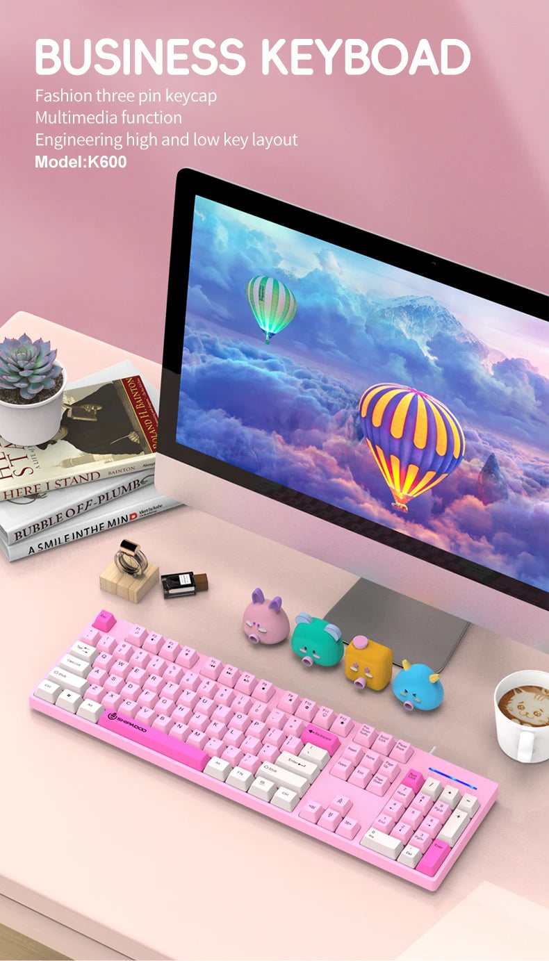 104Keys Wired Gaming Keyboard Ergonomics Splash Water Colorful ABS Wear-resistant Keycaps Keyboards with Technology Light Key
