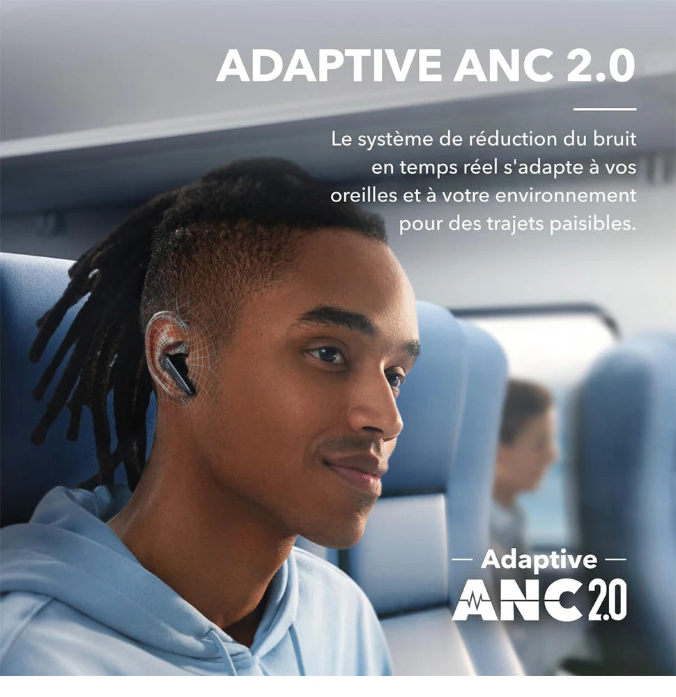 Soundcore by Anker Liberty 4 NC Wireless Bluetooth 5.3 Earbuds – Adaptive Noise Cancelling 98.5%, Deep Bass In-Ear Headphones with Microphone, ANC Bluetooth 5.3 Earbuds