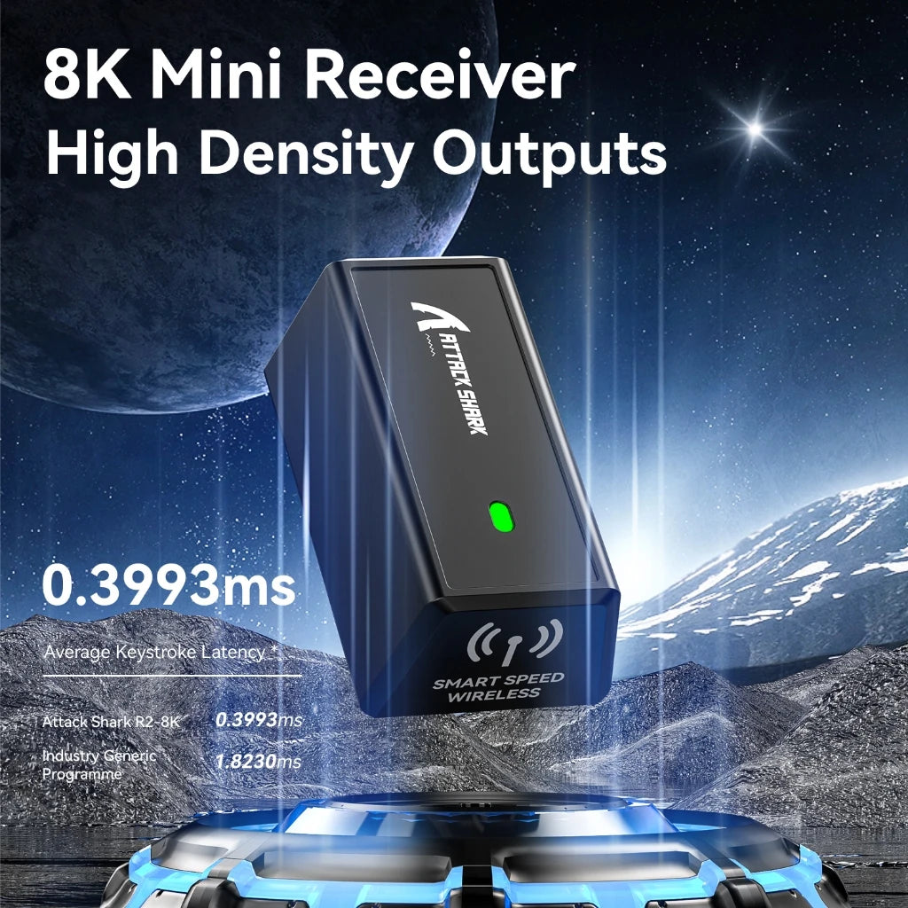 Attack Shark R6 Gaming Mouse Ultra-Light Wireless 8K, Tri-Mode PAW3950 24000 DPI Gaming Mouse with Bluetooth & Wired Connectivity