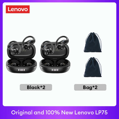 Lenovo LP75 TWS Bluetooth 5.3 Wireless Earphones – LED Display, Noise Reduction, Waterproof True Wireless Earbuds with Microphone & Deep Bass Sound