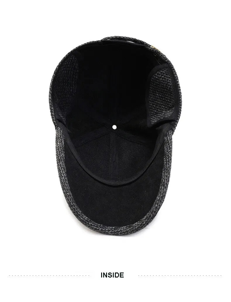 Cappellino da baseball in maglia di lana per l'inverno con paraorecchie - Cappellino da baseball da uomo, cappelli caldi e imbottiti con paraorecchie - Cappellini sportivi da golf - Snapback