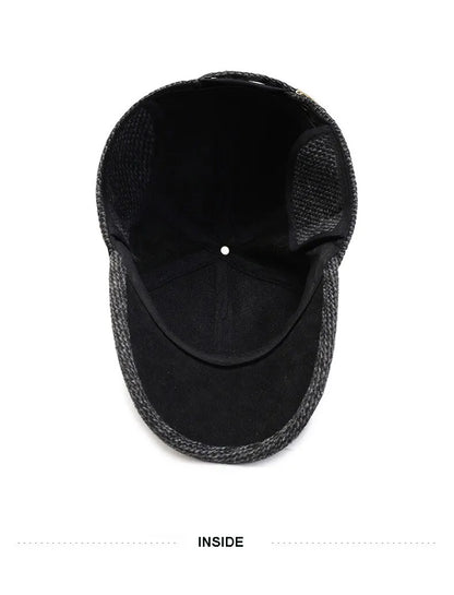 Cappellino da baseball in maglia di lana per l'inverno con paraorecchie - Cappellino da baseball da uomo, cappelli caldi e imbottiti con paraorecchie - Cappellini sportivi da golf - Snapback