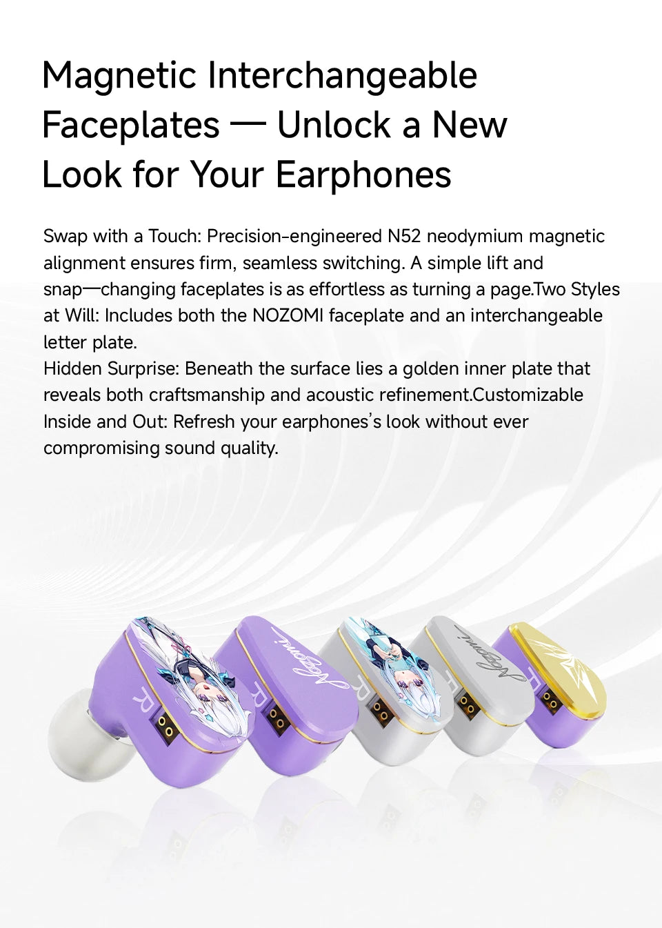 CVJ NOZOMI Wired Hybrid Earphones 2DD+1PD Triple Driver In-Ear Monitors, Planar Magnetic Earbuds with Interchangeable Faceplates for Music & Gaming
