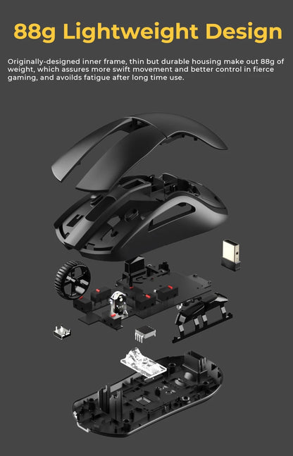 DAREU A950 Tri-Mode Wireless Gaming Mouse with Charging Dock, Bluetooth, 2.4G & Wired RGB Gaming Mouse, 12000 DPI Ergonomic Gaming Mouse for PC & Laptop