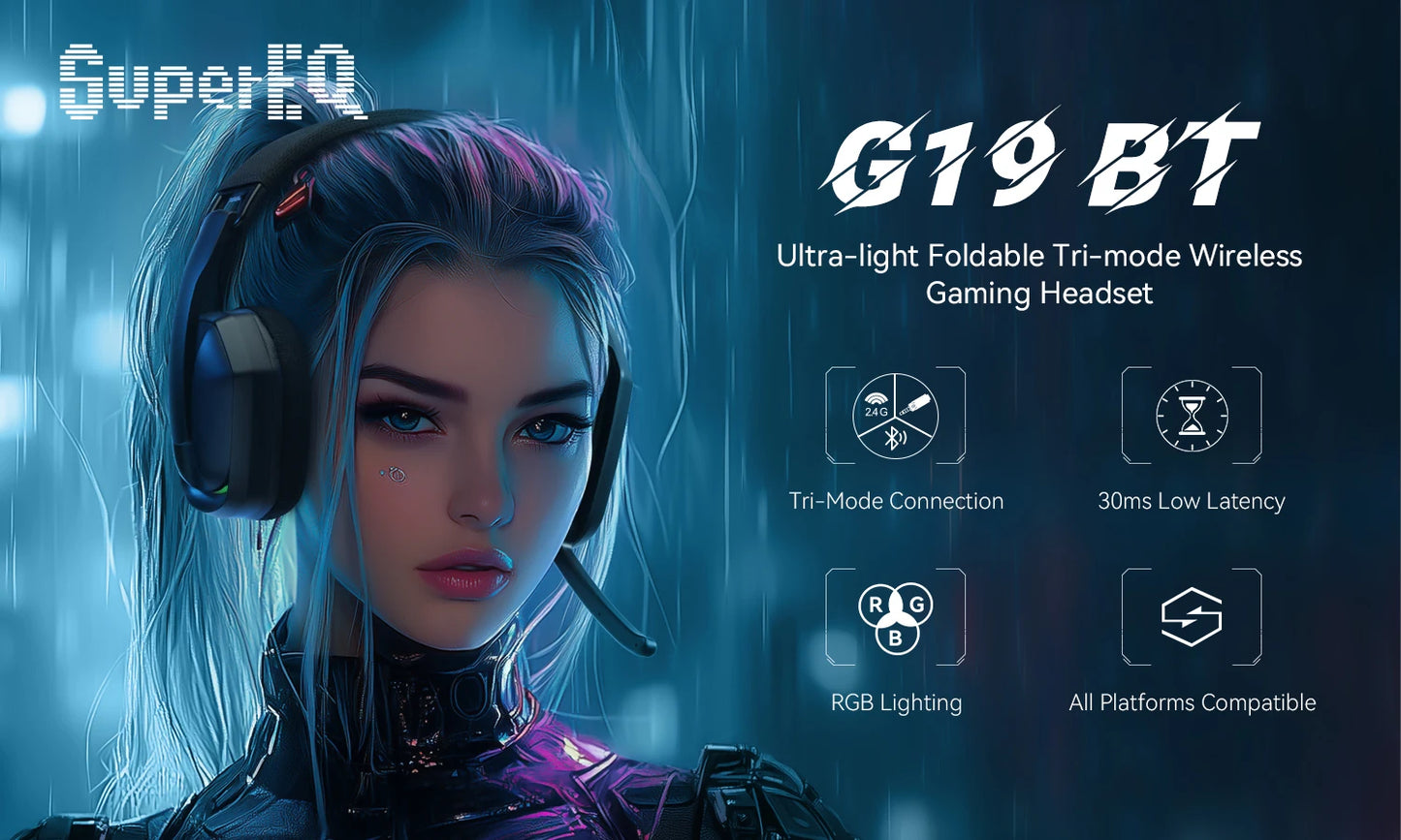 EKSA G19BT 2.4GHz Wireless RGB Headphones With Mic USB/type C Transmitter Over-Ear Gaming Headset