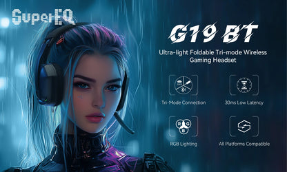 EKSA G19BT 2.4GHz Wireless RGB Headphones With Mic USB/type C Transmitter Over-Ear Gaming Headset