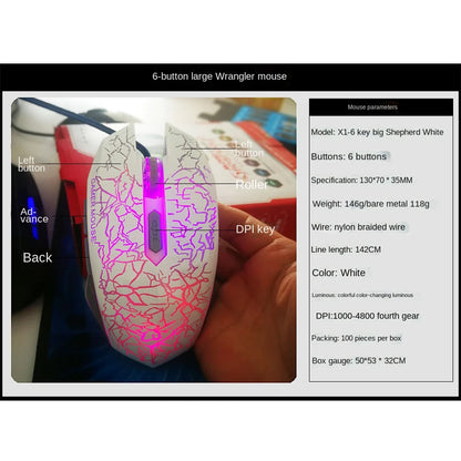 USB Wired Gaming Mouse RGB LED 2400 DPI Professional Gaming Mouse, Ergonomic USB Wired Gaming Mouse for PC, Laptop, Dota 2 & LOL
