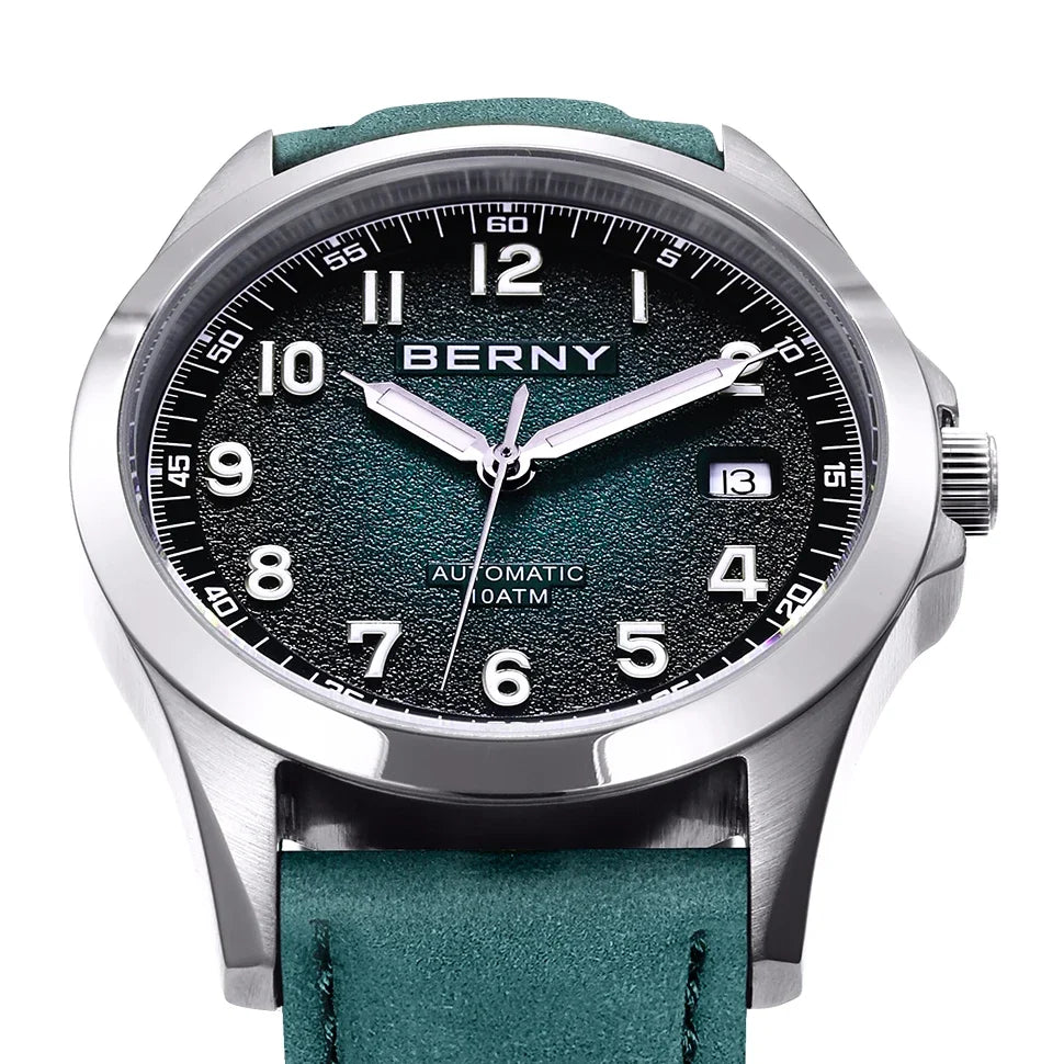 BERNY Automatic Watch Men  ST2130 Luminous Mechanical Wristwatch Sapphire Waterproof 10ATM Top Brand Luxury Watch for Men