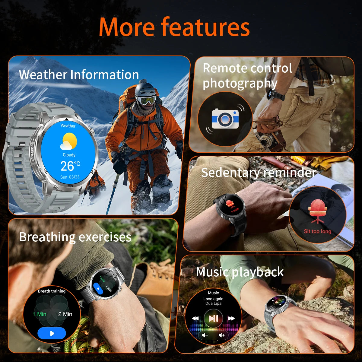 2026 New Military Outdoor Smart Watch 1.85‘’ AMOLED 1000mAh Large Battery 5ATM Waterproof Voice Call Sports Men Fitness Bracel