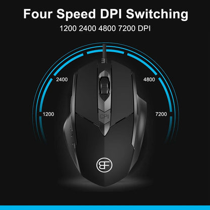 BalanceFit USB Wired Mouse 7200 DPI Ergonomic Computer Mouse, 6-Button USB Wired Mouse for Laptop, PC, Desktop, Office & Gaming