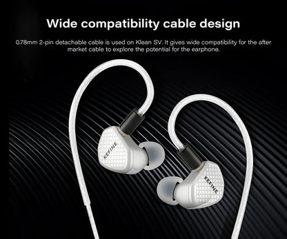 Angelears Kefine Klean SV 10mm DLC Diaphragm Dynamic Driver IEMs – Hi-Fi In-Ear Earphones with Interchangeable Nozzles &amp; Silver-Plated SPC Cable