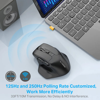 E-YOOSO X-31 USB 2.4G brezžična gaming miška velike velikosti za velike roke PAW3212 4800 DPI 5 gumbov za igralce, miška za računalnik, prenosnik in PC