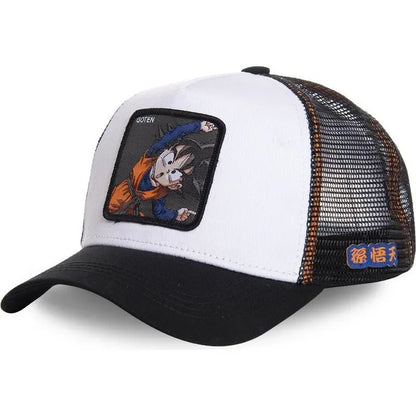 Cappellino da viaggio estivo Dragon Ball Buu Goku per uomo, con visiera, ricamo, stile hip-hop, visiera parasole, regolabile, in rete, tipo "trucker"