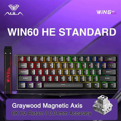AULA WIN60 HE Magnetic  Keyboard Wired Trigger 8K Return Esports Gamer Customize RGB Mechanical Gaming Keyboard