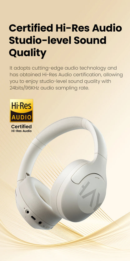 HAYLOU S30 Wireless Bluetooth 5.4 ANC Headphones 43dB Noise Cancelling Headsets with 40mm Driver, 80H Playtime Hi-Res Audio Earphones