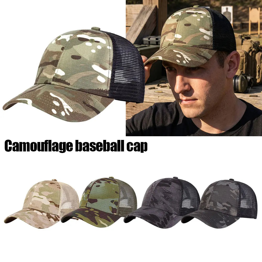 Cappellino da baseball da uomo mimetico, cappello estivo da sole, cappellino da baseball militare mimetico, cappellino tattico traspirante per attività all’aperto