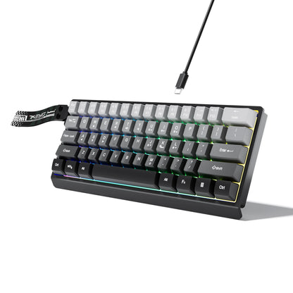 60% kompakte kabelgebundene Tastatur mit RGB-Hintergrundbeleuchtung und Keycaps mit Farbverlauf, geeignet für Windows-Tablets, Laptops und Gamer.