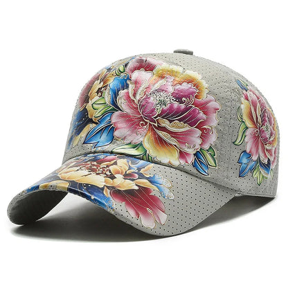 Spring/Summer Quick Drying Baseball Cap Men's And Women's Outdoor Beach Camping Sun Hat Printed Chinese Style Flower Sun HatB149