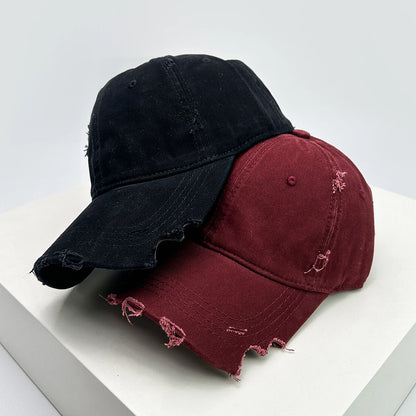 Cappellini da baseball unisex con visiera a tacca, in tessuto a tinta unita, traspiranti, stile "broken", con visiera per proteggersi dal sole, casual, versatili, effetto consumato, alla moda