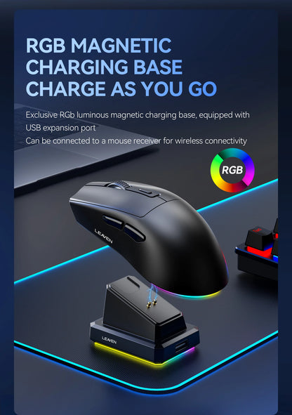 X3 Wireless Bluetooth Mouse Dual-Mode 2.4G Gaming Mouse, Rechargeable RGB Wireless Bluetooth Mouse with Adjustable DPI, Lightweight Ergonomic Mouse