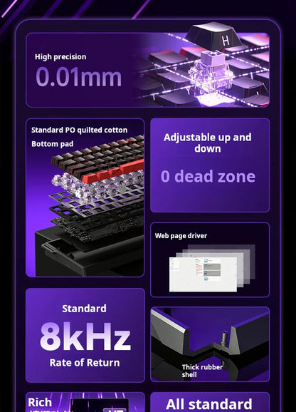 AULA WIN60 HE Magnetic Axis Mechanical Keyboard, 61-Key Wired Gaming Keyboard with Hall Effect Switches, 8K Polling Rate, Hot-Swappable RGB Keyboard for Esports & PC Gaming
