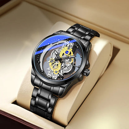TPW Hot Trendy Fashion Wholesale Men Golden Black Blue Skeleton NOT Automatic Watch Quartz Wrist Watches Luxury 2024