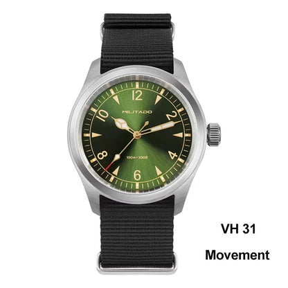 Militado ML08 Vintage Quartz Watch Ronda 515 Movement Ar Sapphire Mirror 38Mm Wrist Watch Date Super Luminous Waterproof Watches