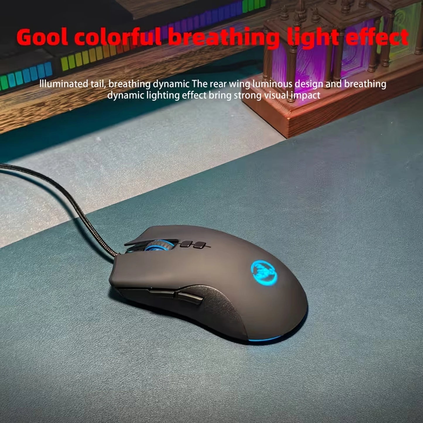 High-End Ergonomic Gaming Mouse, USB Wired Gaming Mouse with 6400 DPI, RGB Breathing LED Lights, Anti-Slip Grip, 7 Programmable Buttons for PC