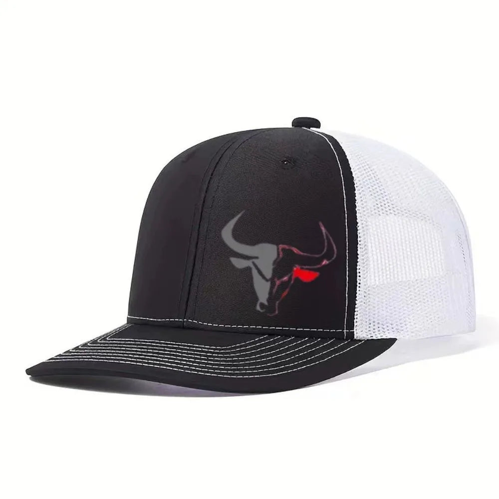 Cappellino da baseball estivo casual con stampa "Bull Head", visiera sportiva hip hop traspirante in rete, cappelli da sole regolabili per uomo e donna