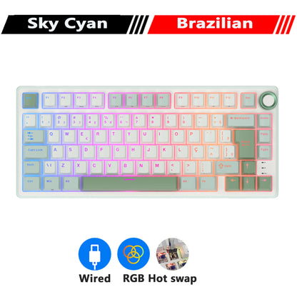 RK R75 Royal Kludge Wired Mechanical Keyboard 80 Keys 80% Gasket RGB Backlit Hot-swappable Gaming Keyboard with MDA PBT Keycaps