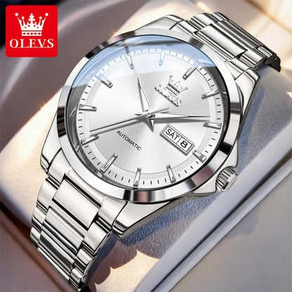 OLEVS Watches Man 7090 Luxury Original Automatic Mechanical Watch Waterproof Large Dial Week Date Watches For Man Gifts New