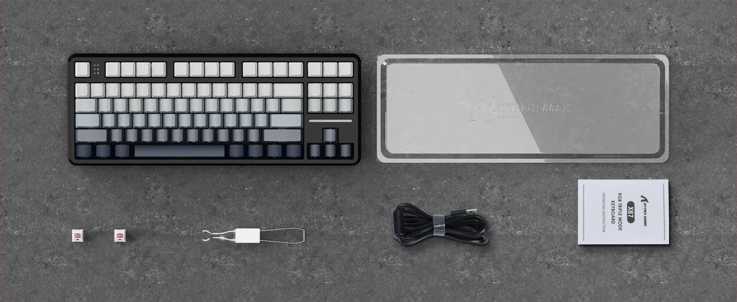 ATTACK SHARK X87 kabellose mechanische Gaming-Tastatur, Tri-Mode BT5.0/2.4GHz/USB-C, Gasket, Hot-Swappable Custom Keyboard, vorglubriziert