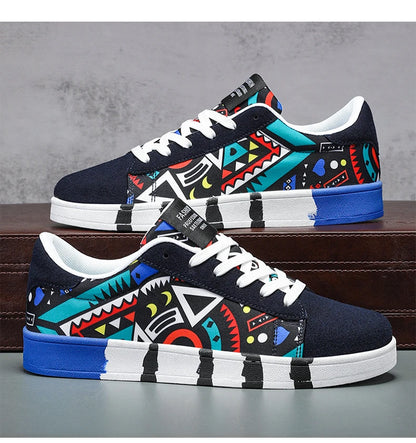 Nouvelles Chaussures de Skateboard Tendance pour Hommes – Baskets Décontractées Antidérapantes en Toile à Motifs pour la Marche en Extérieur – Zapatos Sportifs pour Homme