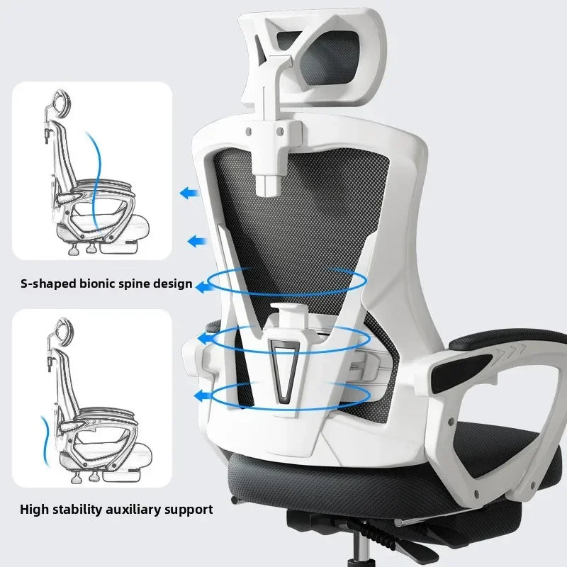 Chaise de jeu ergonomique pour ordinateur, avec dossier inclinable et hauteur réglable, idéale pour les étudiants, les dortoirs et les bureaux à domicile.