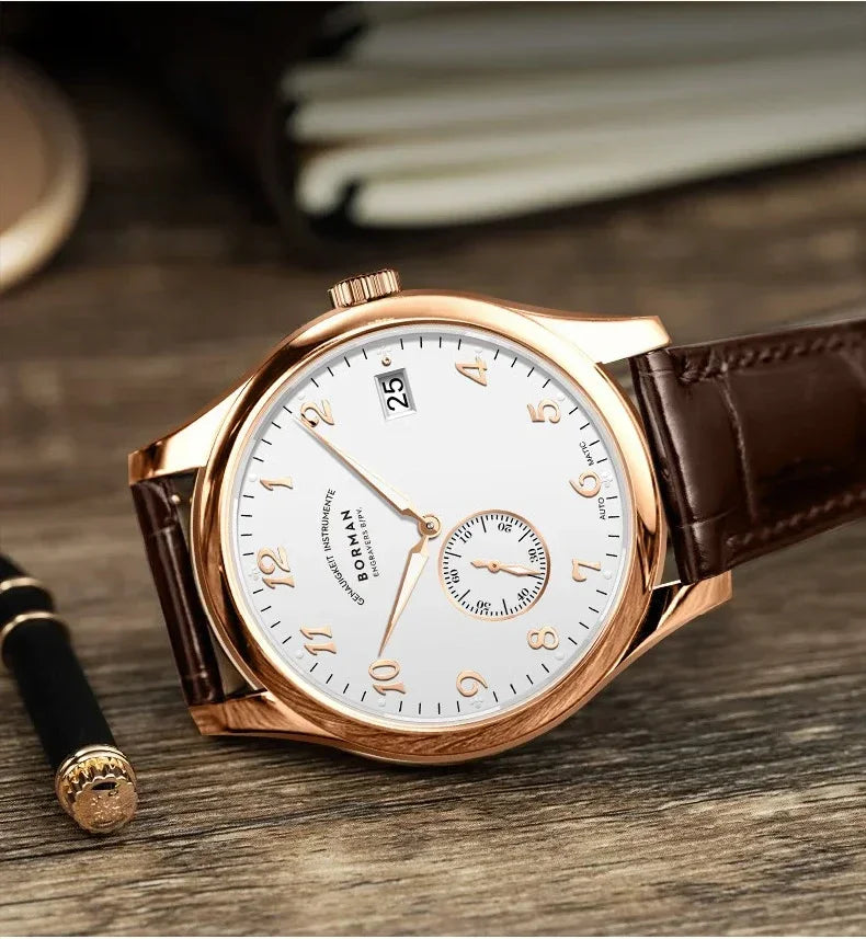 BORMAN Men Luxury Watch 41MM Automatic Watches Mechanical Wristwatch Ulththin Waterproof Sapphire Small Rotor Butterfly Clasp