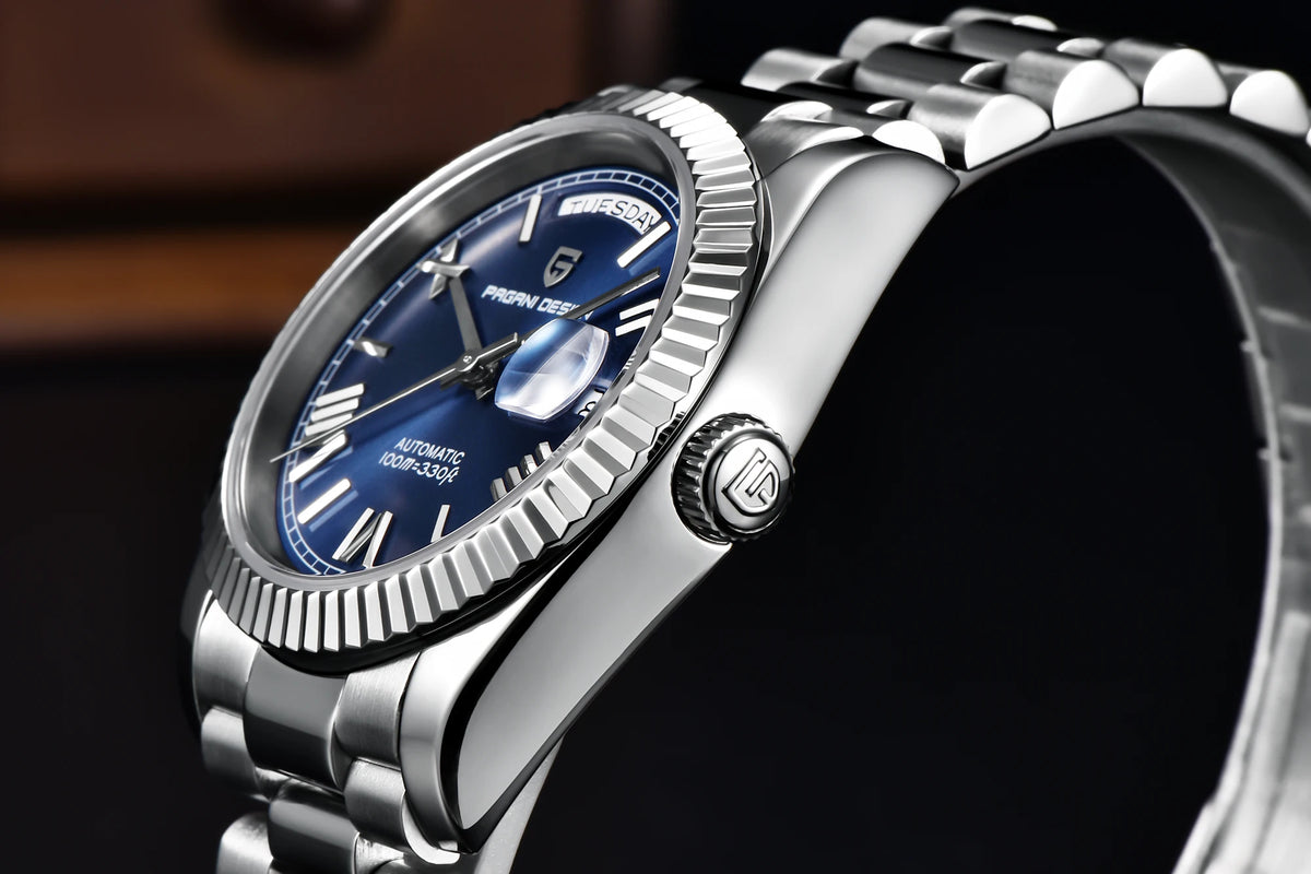 PAGANI DESIGN Luxury Men Watch Sapphire mirror Luminous Stainless Steel Watch Week Date Mechanical Waterproof ST16 Man watch