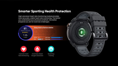 Mibro GS Pro2 Smartwatch 1.43'' AMOLED Screen 5ATM Waterproof Bluetooth Calling GPS 150 Sports Modes Smart Watch for Men Women