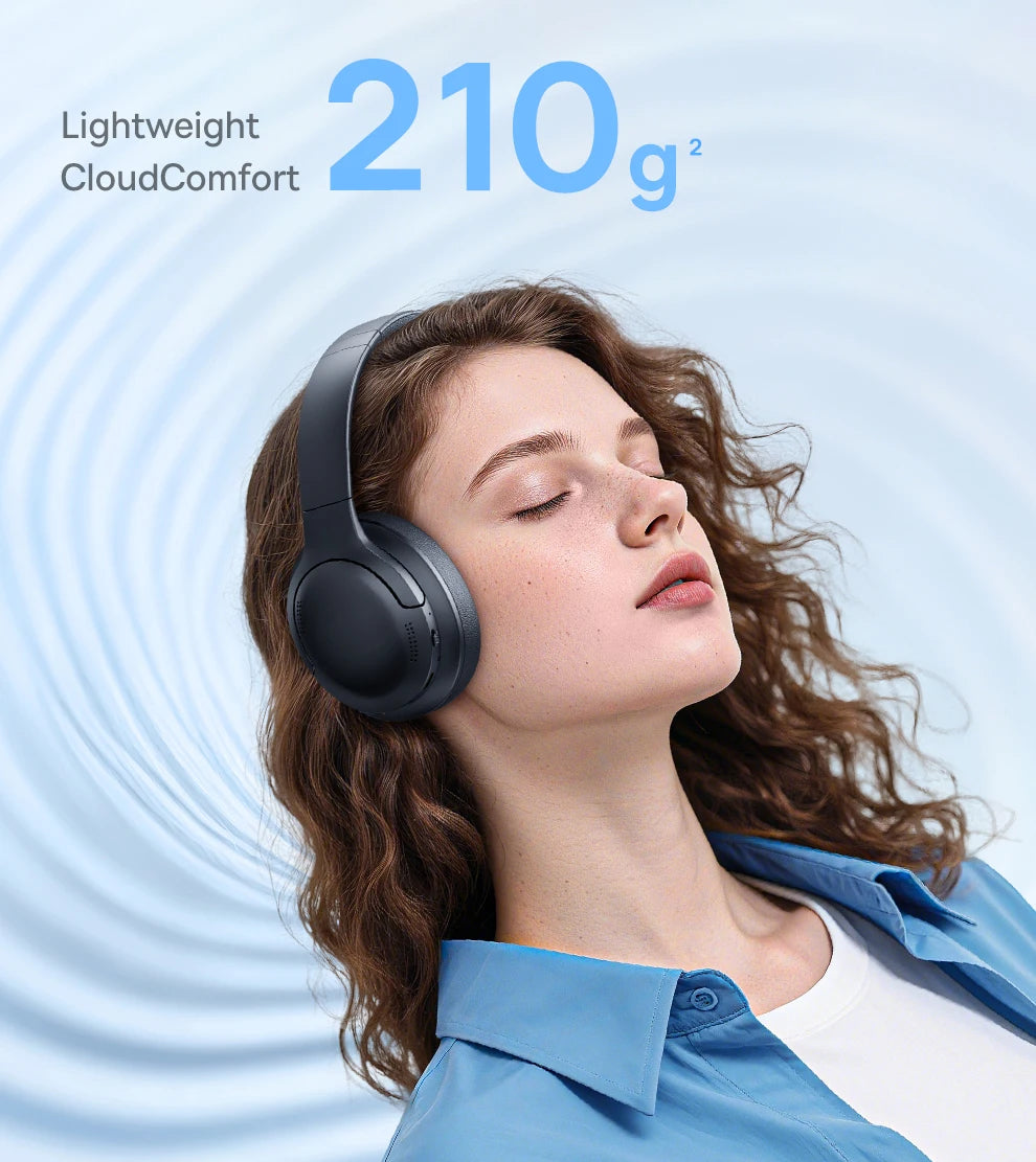 Baseus BH1 Lite Bluetooth 6.0 Wireless Headphones with Super Bass, ENC Clear Calls, 80H Playtime, Over Ear Headset for Gaming & Music